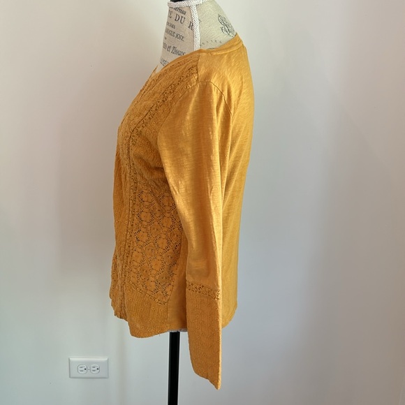 Mustard Yellow Eyelet Long Sleeve Tee - Picture 6 of 10